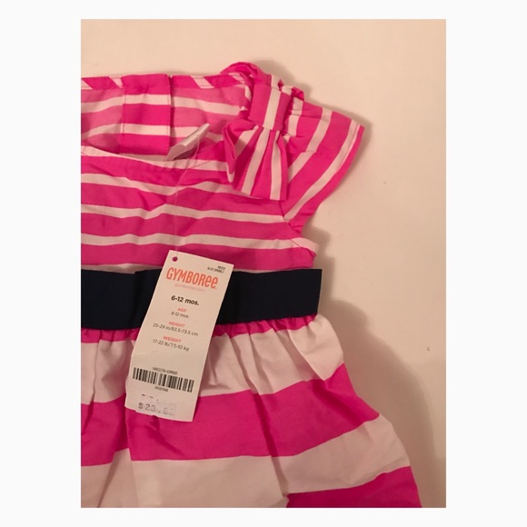 NWT Gymboree Pink and White Striped Dress 6-12Mos - Picture 2 of 6